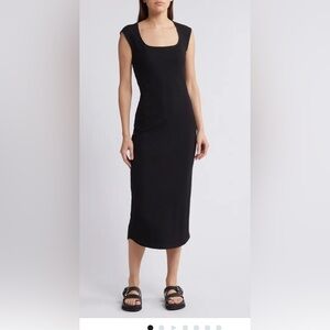 Treasure & bond ribbed midi dress, square neck size small new with tags